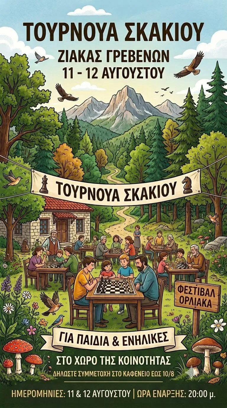 Αφίσα του τουρνουά σκακιού στον Ζιάκα, 11 και 12 Αυγούστου
